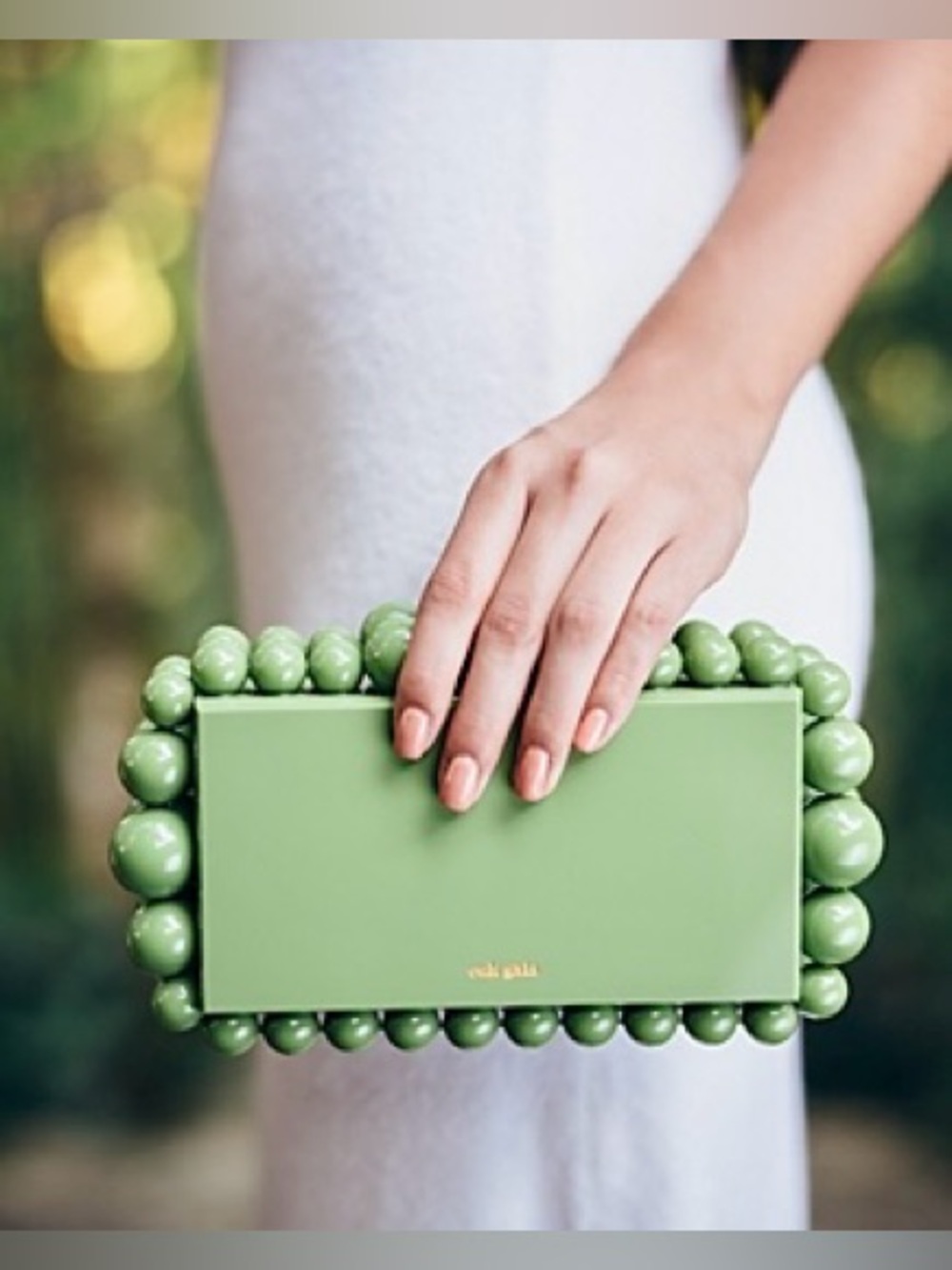 Cult Gaia Eos Bobble Box Clutch in Palm Green, see description